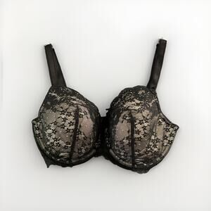 SEXY VICTORIA'S SECRET BLACK LACE Pushup Bra 36 DD New!